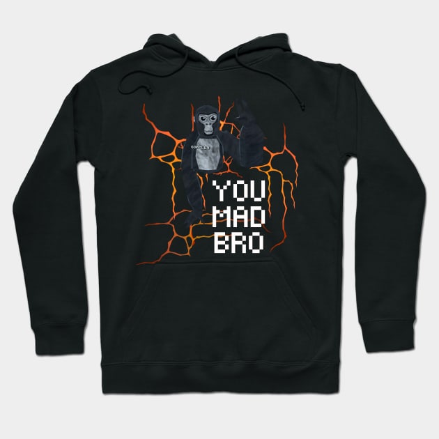 Gorilla Tag You Mad Bro Monke VR Gamer Merch Hoodie by gts